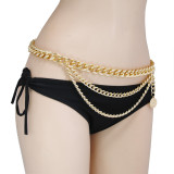 Personalized retro fringe with multi-layer waist chain