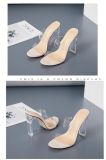 Large women's slippers transparent thick high heels casual women's sandals