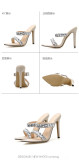 Luxury large water drill pointed slippers thin high heel women's large shoes