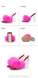 Clear crystal heel plush slippers sexy oversized sandals