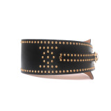 Punk style rivets slant with personalized fashion and wide waist closure slant with belt
