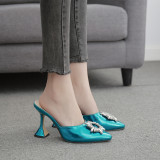 High heeled sunflower pointed wine glass and sandals for women