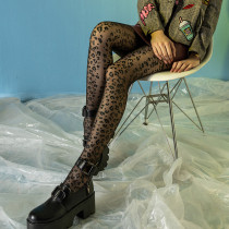 Leopard Design Thin Slim Women Tights Stocking Elastic Black Panty Hose