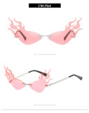 Vintage Cat Eye Triangle Sunglasses Cool Sun Glasses Men Big Rimless Cateye Hollow Sunglasses Female Luxury Trending Shades