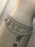 European and American INS with Drill Letters DRIPPIN Pendant Waist Decoration Multi-layer Waist Chain