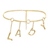 IngeSight.Z Fashion Gold Color Letter Pendat Harness Waist Belly Chain Vintage Alphabet GIRL Belt for Women Body Jewelry Party
