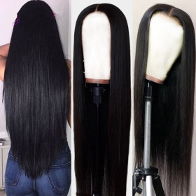 Pre Plucked Hairline 13X4 Brazilian Straight Lace Frontal Wig With Baby Hair Remy
