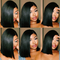13X4 Short Bob Lace Front Wigs Peruvian 100% Remy Hair For Black Women Cynosure Straight Lace Front Human Hair Wigs 150% Density