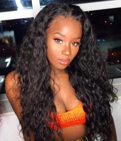 Front lace chemical fiber Long curly wig headgear
