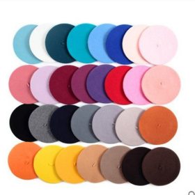 New Hot Sell 2019 Cheap Women Solid Color Beret Female Bonnet Caps Autumn Winter All Matched Warm Walking Hat Cap 20 Color