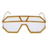 Luxury 10 Color One Piece Lens Rhinestone Sunglasses Women Oversized Square Sun Glasses Brand Designer Men Sun Glasses UV400