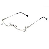 2019 Fashion eyeglasses Alloy Frame for Women Star Drop Lensless Chain Pendant Decoration Half Frame Luxury Diamond Glasses