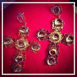 Trendy Jewelry Gold Cross Large Earrings for Women Pendientes Hyperbole Vintage Long Drop Earring Brincos Accessories