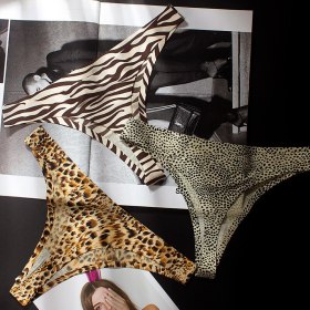 Women's Sexy Leopard Thong Low Waist Underwear T-Back Sweamless Panties