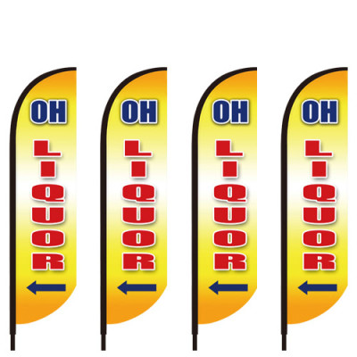 4Piece 4M Round shape feather flags with Custom Graphics
