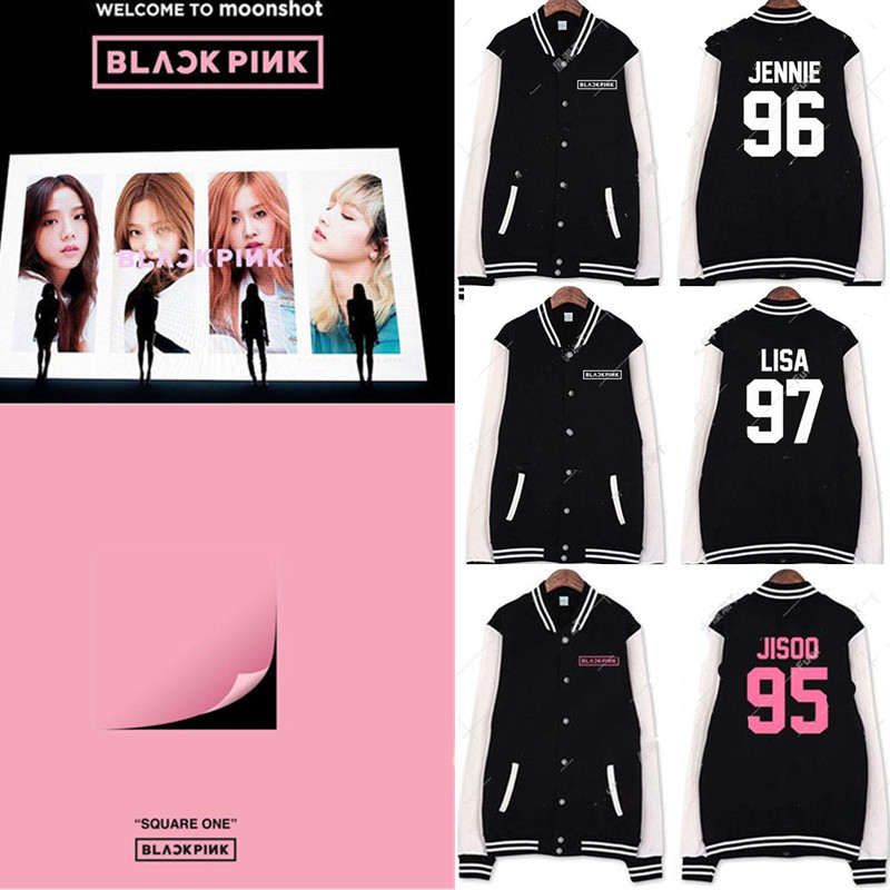 Us 15 99 Allkpoper Kpop Blackpink Baseball Uniform Coat Square One Varsity Jacket Outwear Rose M Allkpoper Com