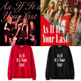 Allkopoper KPOP BLACKPINK Sweater As If It’s Your Last HoodieLetterSweatershirt Lisa Jisoo