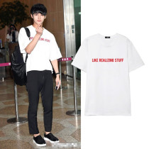 Allkopoper KPOP Seventeen JUN T-shirt Airport Fashion Tshirt 17 Summer Letter Tee Tops