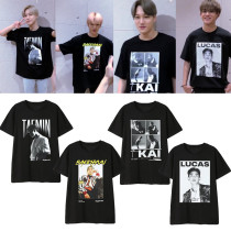 Kpop SUPER M T-shirt official with the same paragraph short-sleeved T-shirt the loose fashion bottoming shirt KAI,LUCAS