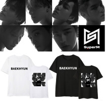 Kpop SUPER M T-shirt Korean version of the loose fashion bottoming shirt men and women students short sleeves