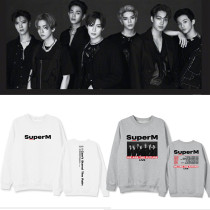 Kpop SUPER M North America Tour Official Round Neck Sweatshirt Korean Loose Plus Velvet Thin Spring and Autumn Top