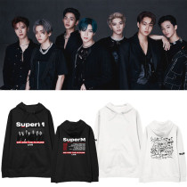 Kpop SUPER M North America Tour Official Hooded Sweatshirt Loose Plus Velvet Thin Men's and Women's Spring and Autumn Coats