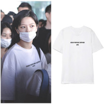 Kpop TWICE JungYeon Airport T-Shirt INS Korean Loose Simple Short Sleeve