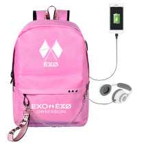 Kpop EXO Six Series BAEK HYUN CHAN YEOL Schoolbag USB Charging Backpack Fashion Travel Canvas Bag