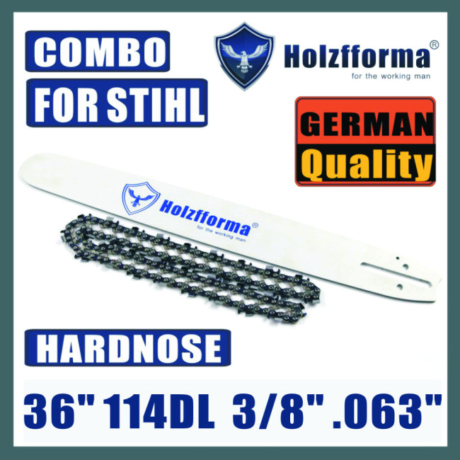 Holzfforma® 36inch 3/8 .063 114DL Hard Nose Bar & Full Chisel Saw Chain Combo For Stihl MS440 MS441 MS460 MS461 MS660 MS661 MS650 044 066 065 Chainsaw