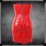 Faux Leather Lace-up Strapless Corset Dress 7380
