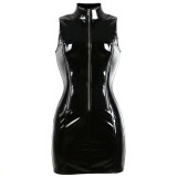 Faux Leather Zipper Dress 1259