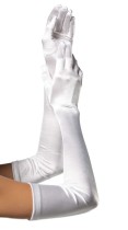 White Satin Opera Length Gloves