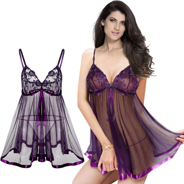 Plus Size Sheer Babydoll With Satin Trim