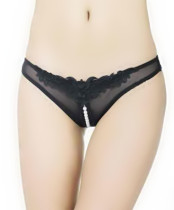 Black Pearl Crotchless G-string 9626