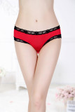 Red  Lace Trim Open Back Panty 860