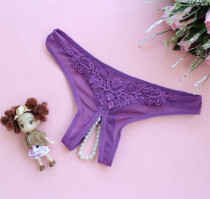 Purple Pearl Crotchless Panty 9626