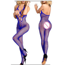 Blue Open Cup Crotchless Net Bodystocking 227