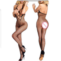 Black Open Cup Crotchless Net Bodystocking 227