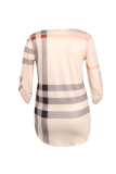 Pink Plaid Stripes V Neck Shirt 0074
