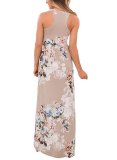 Floral Print Sleeveless Floor Length Boho Dress 0514