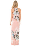 Floral Print Elastic High Waist Side Pocket Maxi Dress 0514