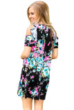 Ruffled Cold Shoulder Floral Casual Dress 3045