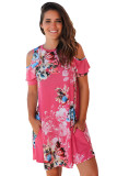 Floral Cold Shoulder A-line Dress With Pocket 3045