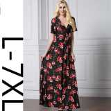 Women Plus Size Long Floral Dress 5064