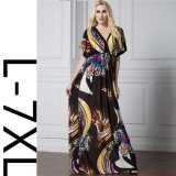Women Plus Size Kimono Maxi Dress 5062