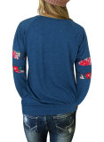 Women Floral Sweatshirt Blue 094
