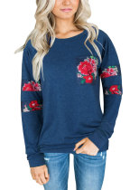 Women Floral Sweatshirt Blue 094