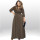 Women V-Neck 3/4 Sleeve Plus Size Evening Party Maxi Dress Brown 1112