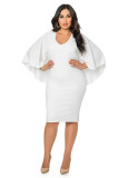 Women's Plus Size Cape Dress White 1129