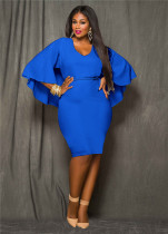 Women's Plus Size Cape Dress Blue 1129
